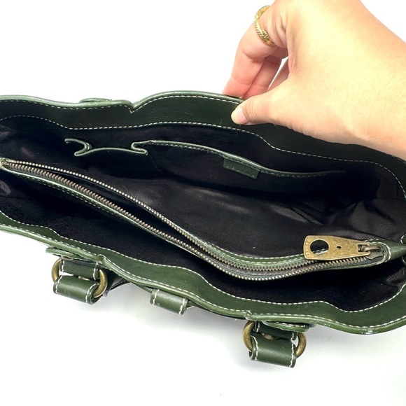 Celine Boogie Bag Vintage Green Leather Top Handle Handbag - Picture 9 of 12
